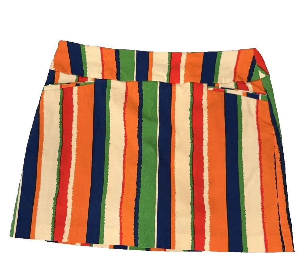 Attyre Petite 10P Multicolor Striped Pull On Skort Golf Tennis Resort Stretch